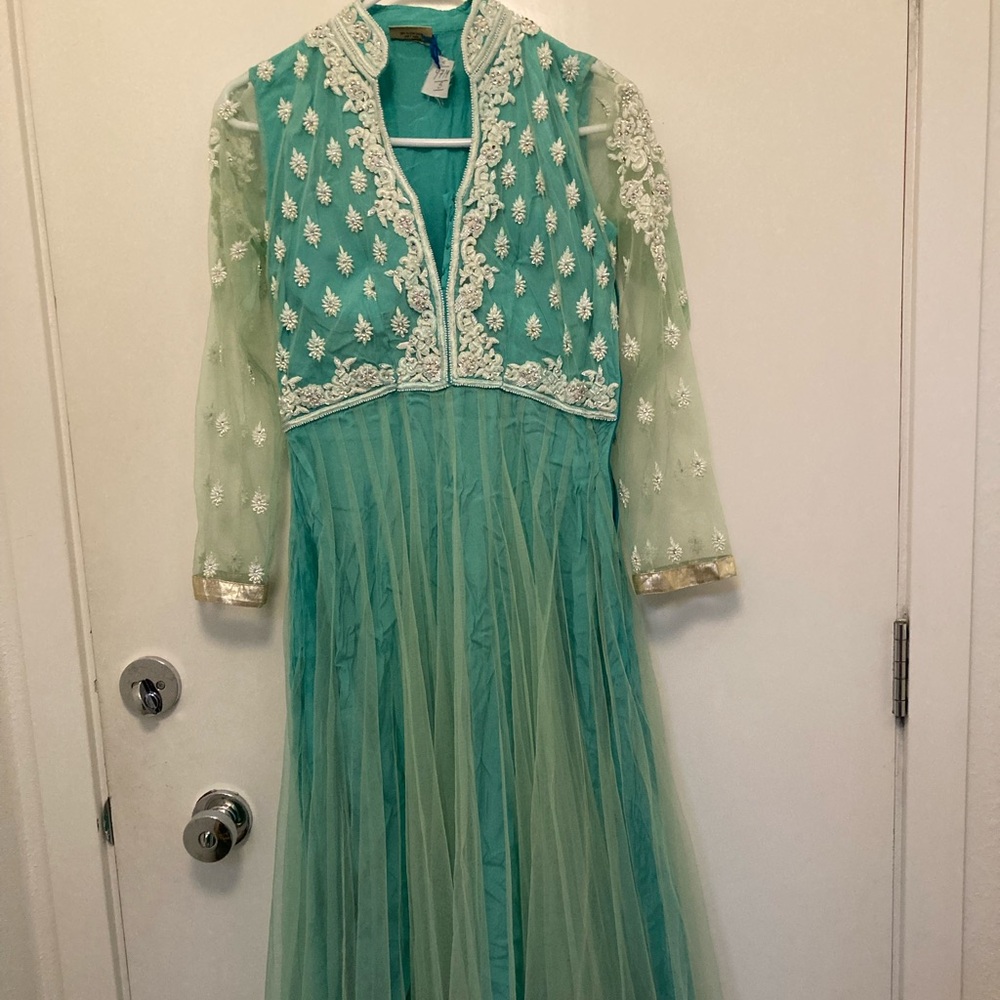 Mint green Anarkali Indian gown